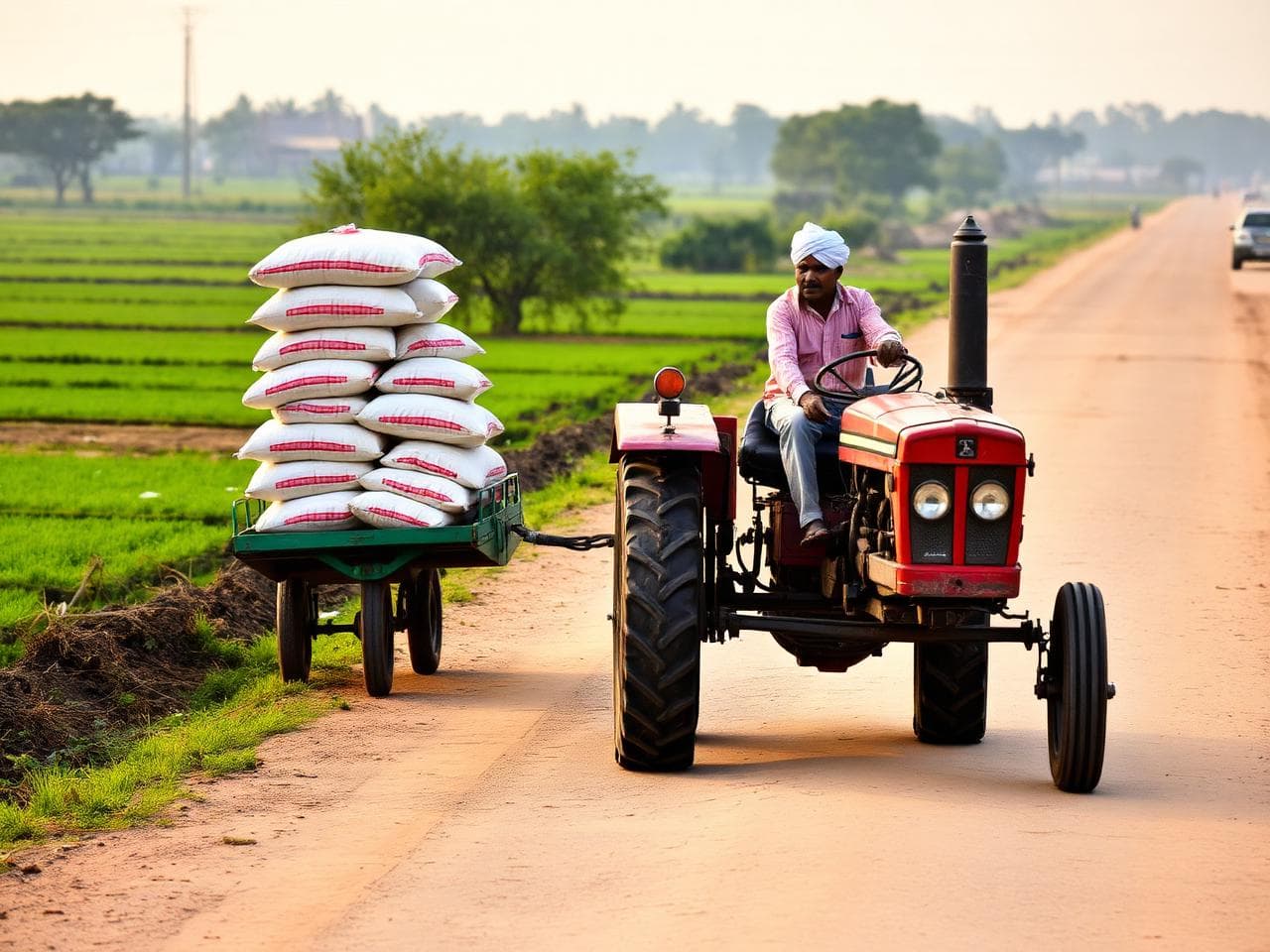 Tractor trolley village delivery service